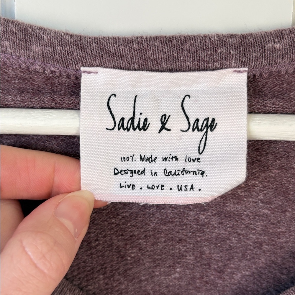Sadie & Sage Heathered Purple Knit Top with Tie Large - Picture 2 of 6